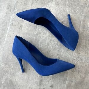 Aldo Royal Blue Faux Suede Stiletto Heel Pointed Toe Pumps Size Womens 9